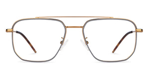 Gold Rectangle Full Rim Unisex Eyeglasses by John Jacobs-149580
