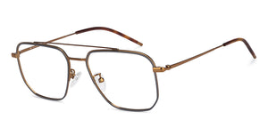 Gold Rectangle Full Rim Unisex Eyeglasses by John Jacobs-149580