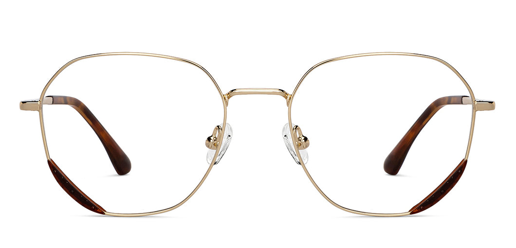 Gold Round Full Rim Unisex Eyeglasses by John Jacobs-150368