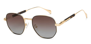 Gold Geometric Full Rim Unisex Sunglasses by Vincent Chase Polarized-209289