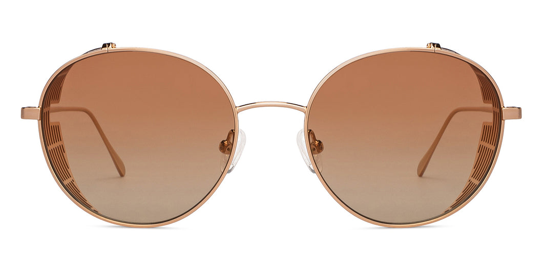 Gold Round Full Rim Unisex Sunglasses by John Jacobs-152195