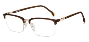 Gold Rectangle Half Rim Unisex Eyeglasses by Lenskart Air-200759