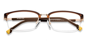 Gold Rectangle Half Rim Unisex Eyeglasses by Lenskart Air-200759