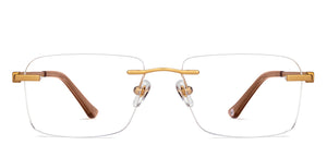 Gold Rectangle Rimless Unisex Eyeglasses by John Jacobs-152664