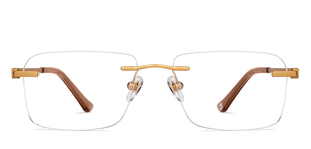 Gold Rectangle Rimless Unisex Eyeglasses by John Jacobs-152664