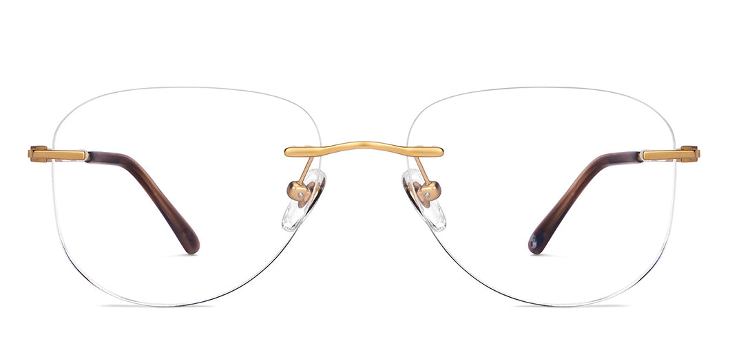 Gold Rectangle Rimless Unisex Eyeglasses by John Jacobs-152669