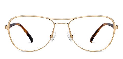 Gold Aviator Full Rim Unisex Eyeglasses by John Jacobs-150101