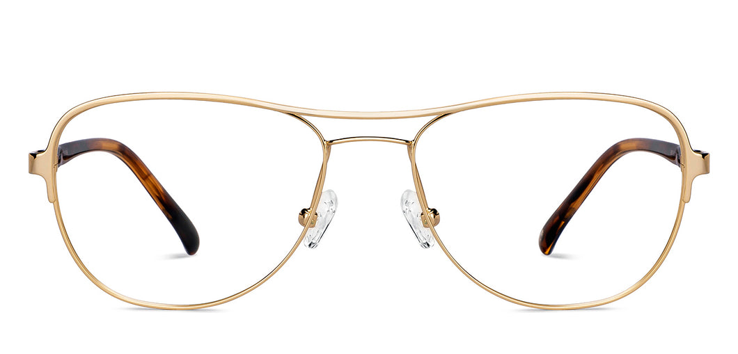 Gold Aviator Full Rim Unisex Eyeglasses by John Jacobs-150101