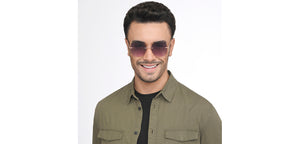 Gold Geometric Rimless Women Sunglasses by Vincent Chase-207639