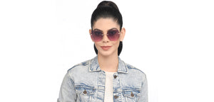 Gold Geometric Rimless Women Sunglasses by Vincent Chase-207639