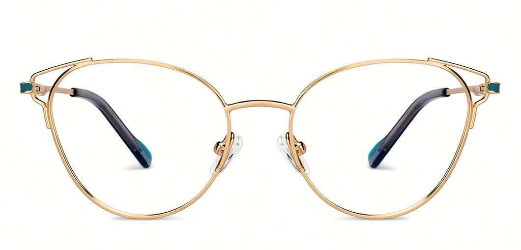Gold Cat Eye Full Rim Women Eyeglasses by Vincent Chase-152837
