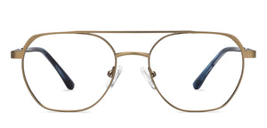 Gold Geometric Full Rim Unisex Eyeglasses by Vincent Chase-207372