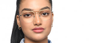 Gold Square Full Rim Unisex Eyeglasses by Vincent Chase-211225
