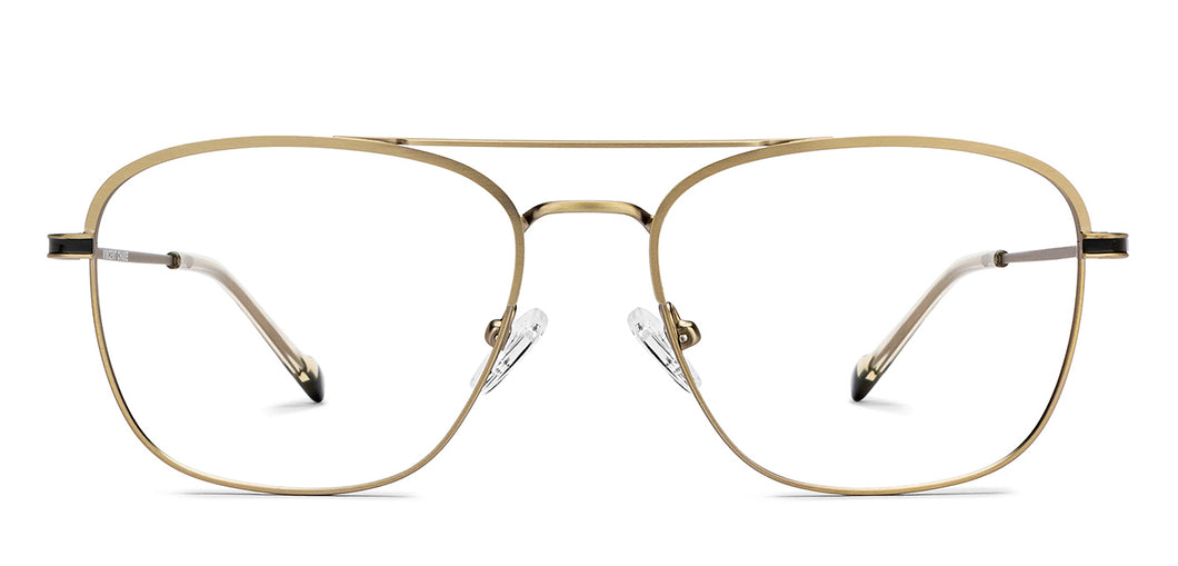 Gold Square Full Rim Unisex Eyeglasses by Vincent Chase-211225