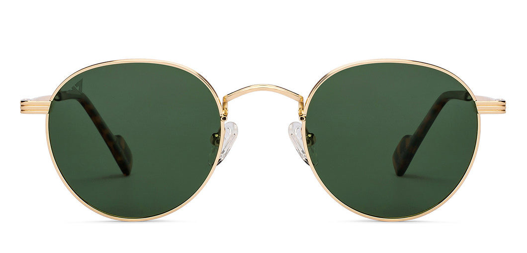 Gold Round Full Rim Unisex Sunglasses by Vincent Chase Polarized-206744