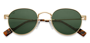 Gold Round Full Rim Unisex Sunglasses by Vincent Chase Polarized-206744
