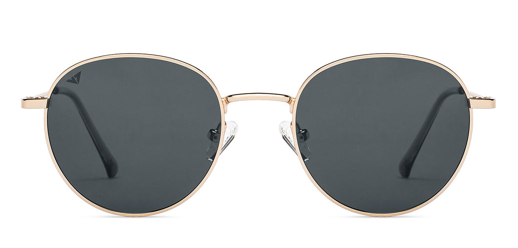 Gold Round Full Rim Unisex Sunglasses by Vincent Chase Polarized-208921