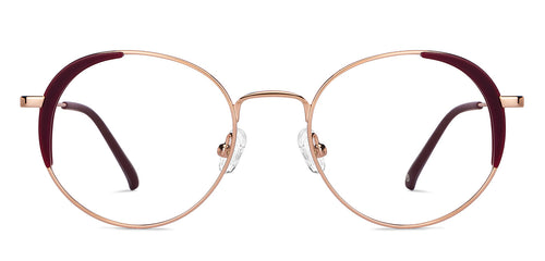 Maroon Round Full Rim Unisex Eyeglasses by John Jacobs-150353