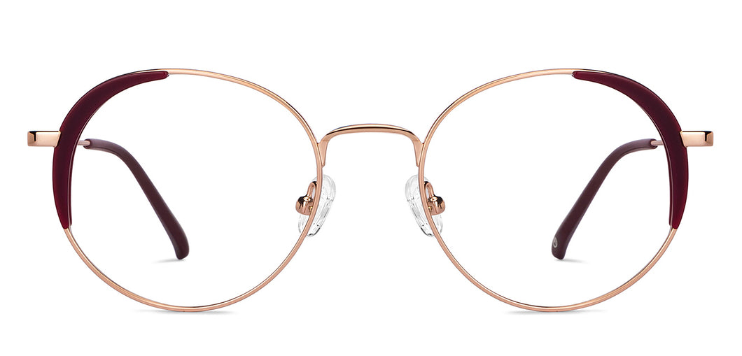 Maroon Round Full Rim Unisex Eyeglasses by John Jacobs-150353