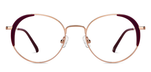 Maroon Round Full Rim Unisex Eyeglasses by John Jacobs-150357