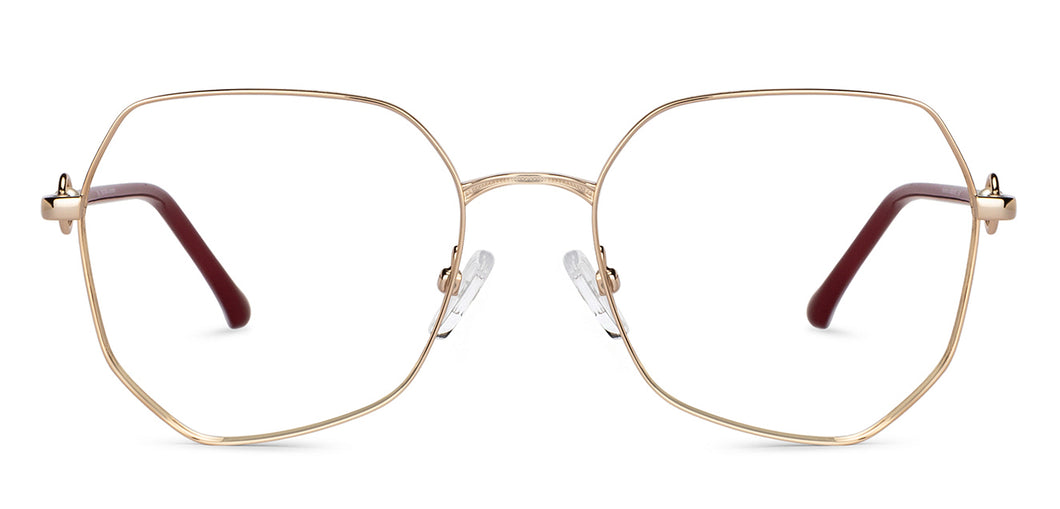 Gold Square Full Rim Women Eyeglasses by John Jacobs-152682