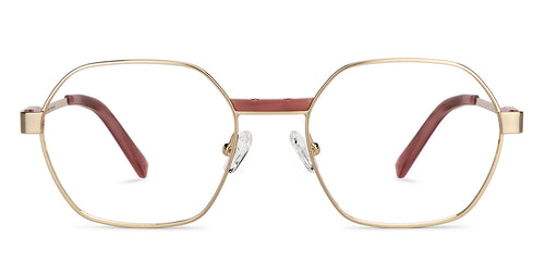 Gold Hexagonal Full Rim Unisex Eyeglasses by John Jacobs-150956