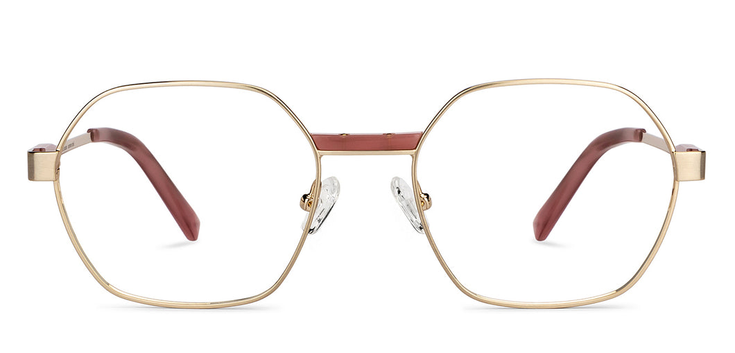 Gold Hexagonal Full Rim Unisex Eyeglasses by John Jacobs-150956