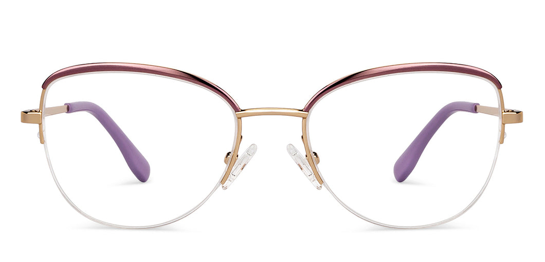 Gold Cat Eye Half Rim Women Eyeglasses by Vincent Chase-200780