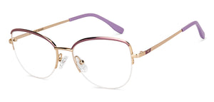 Gold Cat Eye Half Rim Women Eyeglasses by Vincent Chase-200780