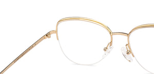 Gold Cat Eye Half Rim Women Eyeglasses by Vincent Chase-200780