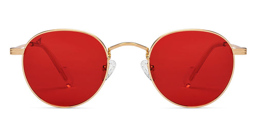 Gold Round Full Rim Unisex Sunglasses by Vincent Chase Polarized-206746