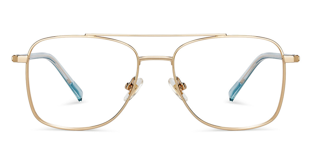 Gold Square Full Rim Unisex Eyeglasses by John Jacobs-201448