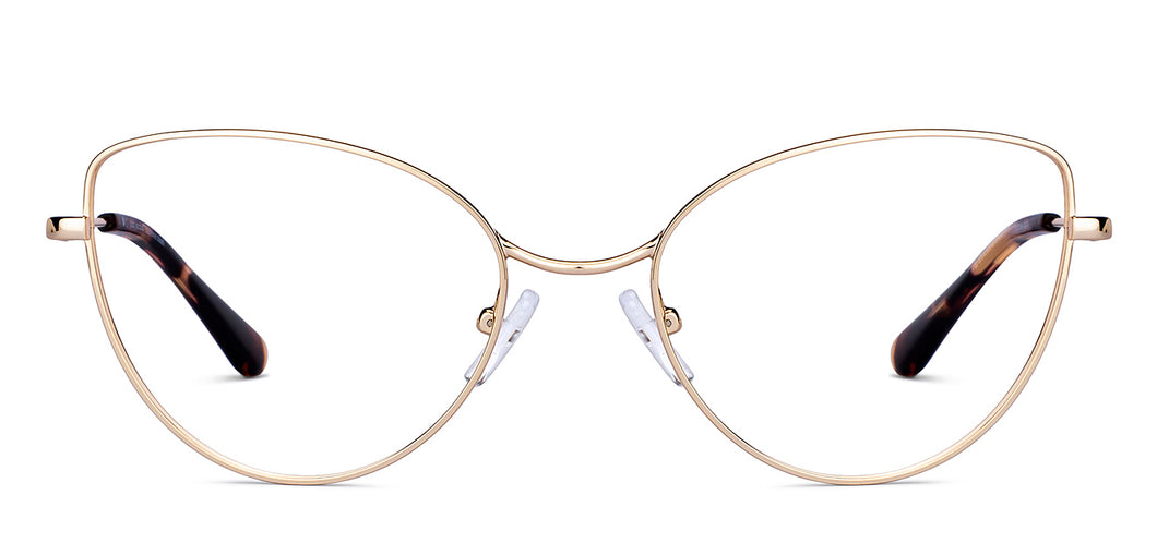 Gold Cat Eye Full Rim Unisex Eyeglasses by John Jacobs-150683