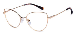 Gold Cat Eye Full Rim Unisex Eyeglasses by John Jacobs-150683