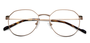Gold Geometric Full Rim Unisex Eyeglasses by Vincent Chase-150390