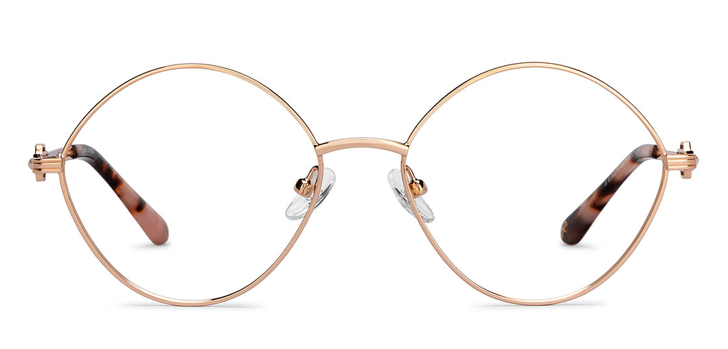 Gold Round Full Rim Women Eyeglasses by John Jacobs-205890