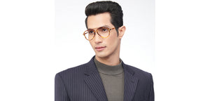Gold Tortoise Aviator Full Rim Unisex Eyeglasses by John Jacobs-206144