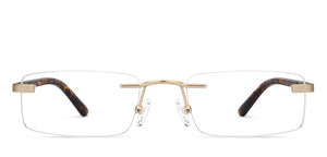 Gold Rectangle Rimless Unisex Eyeglasses by Vincent Chase-208783