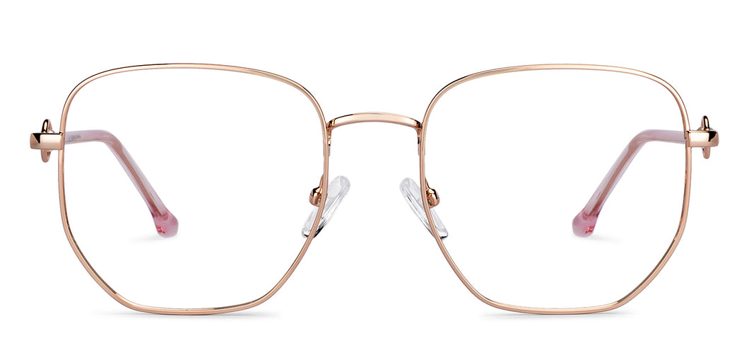 Gold Square Full Rim Women Eyeglasses by John Jacobs-152676