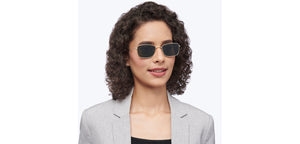 Gold Rectangle Full Rim Unisex Sunglasses by Lenskart STUDIO-207737
