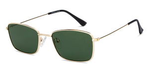 Gold Rectangle Full Rim Unisex Sunglasses by Lenskart STUDIO-207737