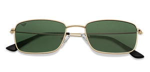 Gold Rectangle Full Rim Unisex Sunglasses by Lenskart STUDIO-207737