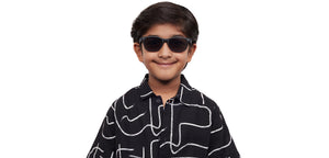 Black Rectangle Full Rim Kids Sunglasses by Hooper-212047