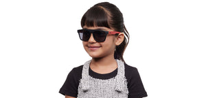 Black Rectangle Full Rim Kids Sunglasses by Hooper-212053