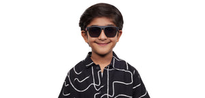 Black Rectangle Full Rim Kids Sunglasses by Hooper-212053