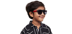 Black Rectangle Full Rim Kids Sunglasses by Hooper-212053