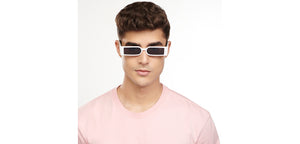 White Rectangle Full Rim Unisex Sunglasses by OJOS-205631