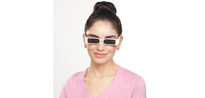White Rectangle Full Rim Unisex Sunglasses by OJOS-205631