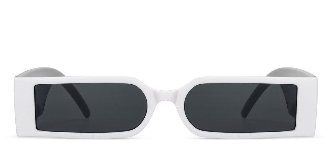 White Rectangle Full Rim Unisex Sunglasses by OJOS-205631