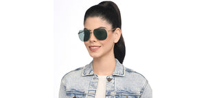Gold Geometric Full Rim Unisex Sunglasses by Vincent Chase-209338